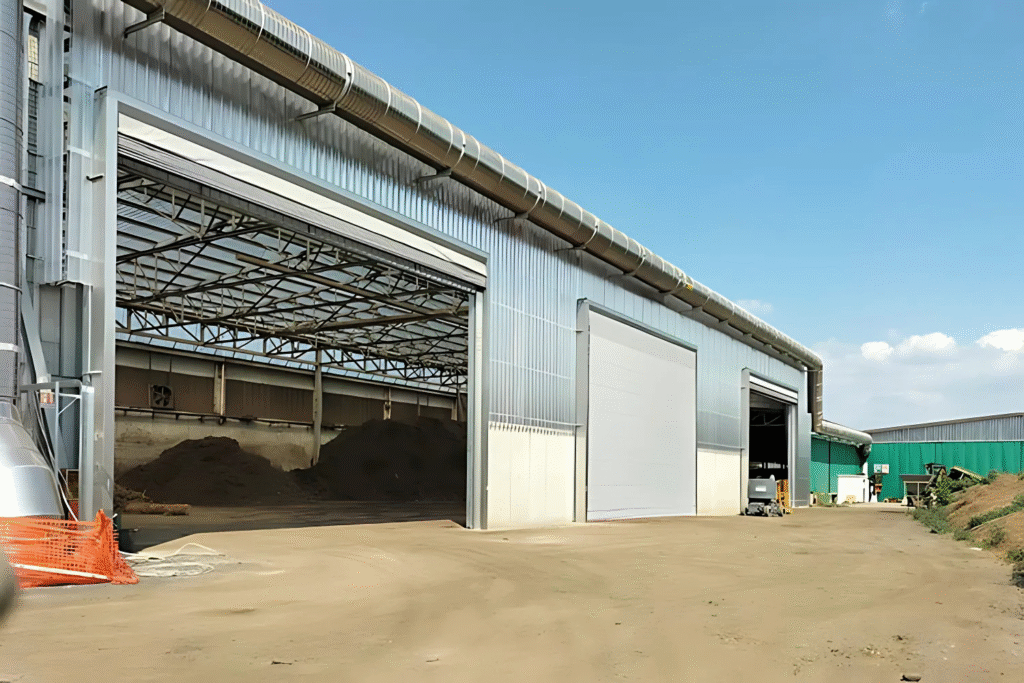 DUAL-AIR folding industrial door for aggregate and agricultural bulk goods