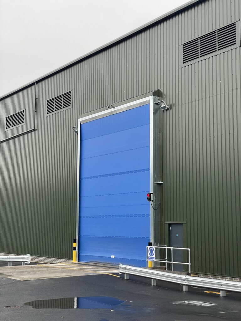 Industrial external door at a UK warehouse